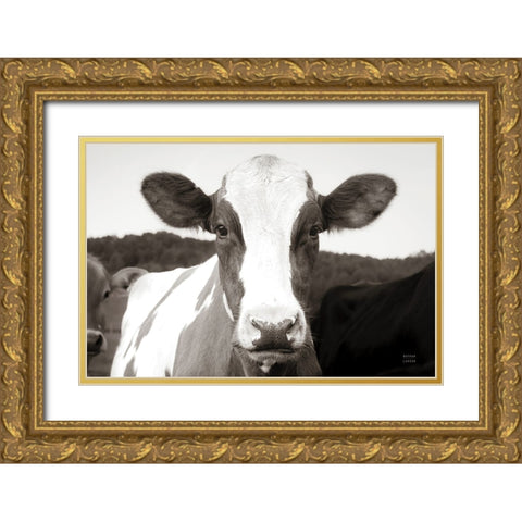 At the Barn Gold Ornate Wood Framed Art Print with Double Matting by Larson, Nathan