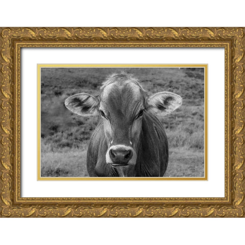 Dairy Barn BW Gold Ornate Wood Framed Art Print with Double Matting by Larson, Nathan