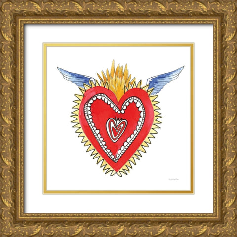 Sacred Heart I Gold Ornate Wood Framed Art Print with Double Matting by Charro, Mercedes Lopez