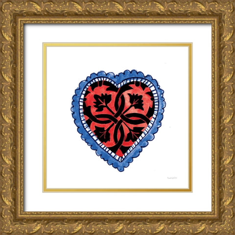 Sacred Heart IV Gold Ornate Wood Framed Art Print with Double Matting by Charro, Mercedes Lopez