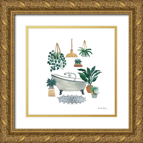 Boho Bathroom II Gold Ornate Wood Framed Art Print with Double Matting by Zaman, Farida