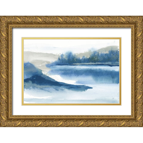 Blue Fog I Gold Ornate Wood Framed Art Print with Double Matting by Paschke, Chris