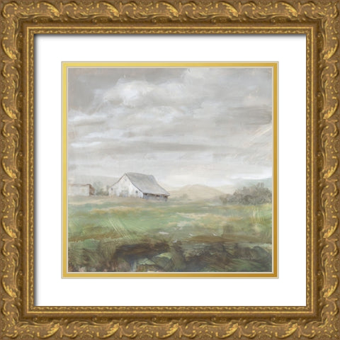 White Barn Fields Gold Ornate Wood Framed Art Print with Double Matting by Nai, Danhui