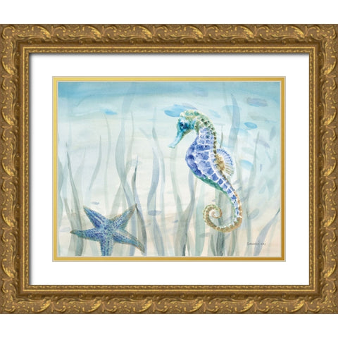 Undersea Friends Gold Ornate Wood Framed Art Print with Double Matting by Nai, Danhui