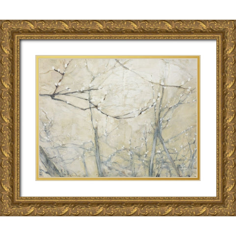 Budding Pussy Willow Gold Ornate Wood Framed Art Print with Double Matting by Purinton, Julia