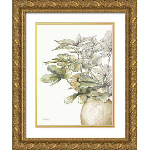 Potted Leaves II Gold Ornate Wood Framed Art Print with Double Matting by Trimbach, Leslie