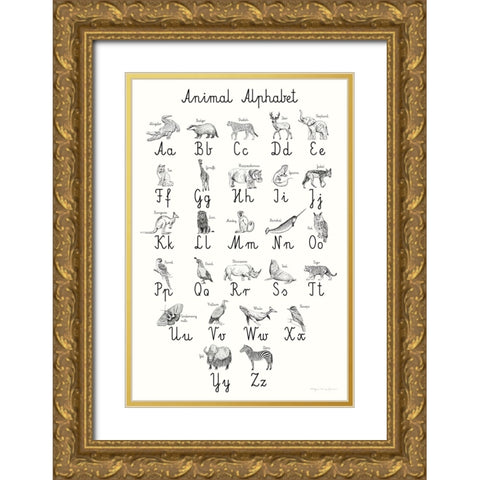 Animal Alphabet Gold Ornate Wood Framed Art Print with Double Matting by Kucwaj-Tybur, Kasia