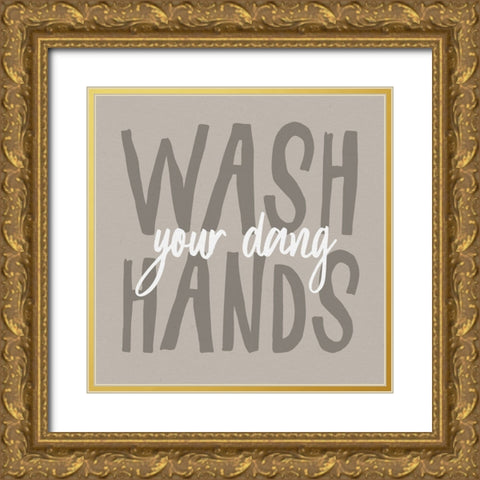 Bathroom Advice I Neutral Gold Ornate Wood Framed Art Print with Double Matting by Wild Apple Portfolio