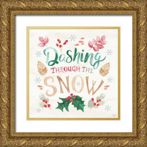 Snowy Critters VI Gold Ornate Wood Framed Art Print with Double Matting by June, Dina