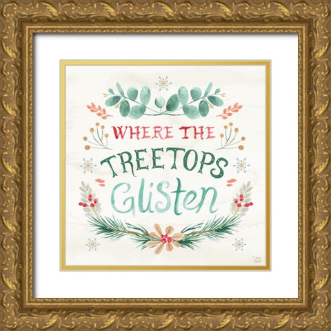 Snowy Critters VII Gold Ornate Wood Framed Art Print with Double Matting by June, Dina