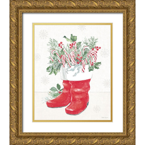 Christmas Charm III Gold Ornate Wood Framed Art Print with Double Matting by Grove, Beth