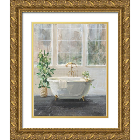 Simple Pleasures Bath I Gold Ornate Wood Framed Art Print with Double Matting by Nai, Danhui
