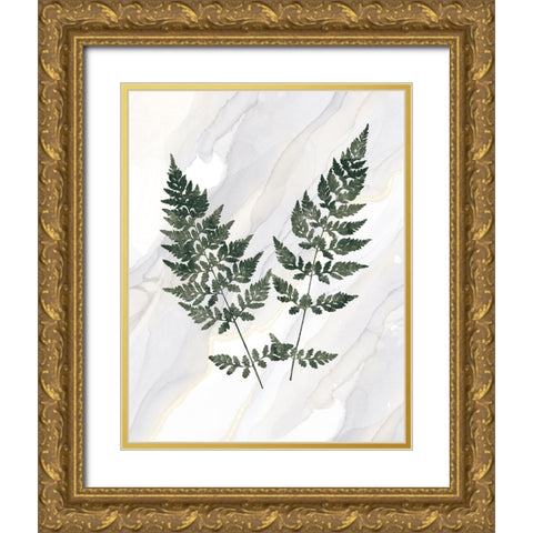 Agate Ferns VII Gold Ornate Wood Framed Art Print with Double Matting by Wild Apple Portfolio
