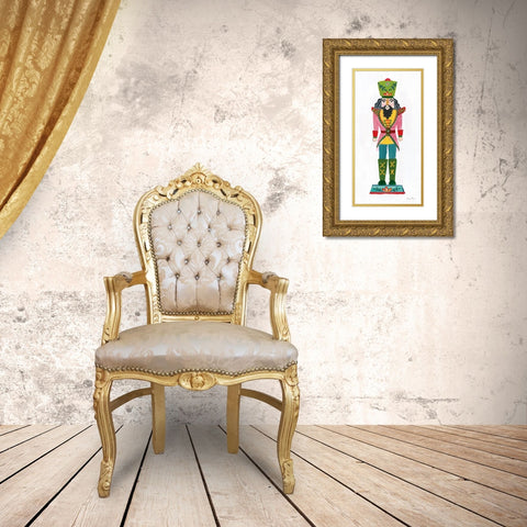 Holiday Nutcrackers IV Gold Ornate Wood Framed Art Print with Double Matting by Zaman, Farida