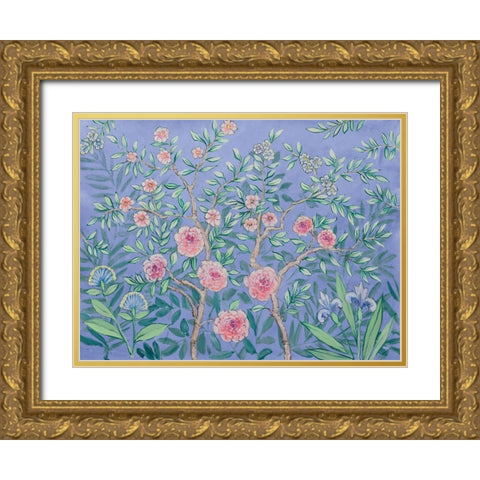 French Garden Purple Gold Ornate Wood Framed Art Print with Double Matting by Purinton, Julia