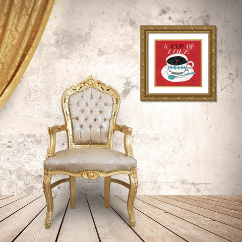 Vintage Desktop - Coffee Gold Ornate Wood Framed Art Print with Double Matting by Mullan, Michael