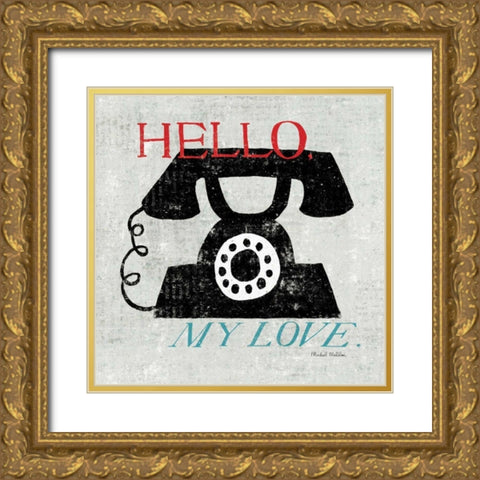 Vintage Desktop - Phone Gold Ornate Wood Framed Art Print with Double Matting by Mullan, Michael