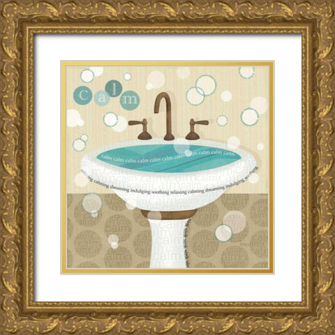 Dancing Bubbles I Gold Ornate Wood Framed Art Print with Double Matting by Charron, Veronique