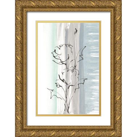 Laidback Flowers I Gold Ornate Wood Framed Art Print with Double Matting by Paschke, Chris