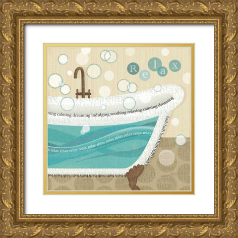 Dancing Bubbles II Gold Ornate Wood Framed Art Print with Double Matting by Charron, Veronique