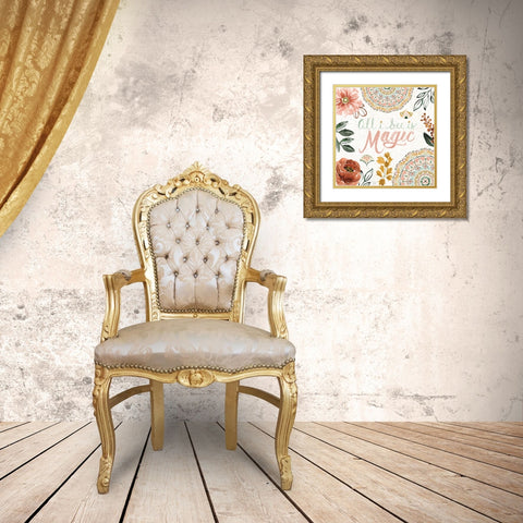 Floral Chic VI Gold Ornate Wood Framed Art Print with Double Matting by June, Dina