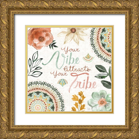 Floral Chic VII Gold Ornate Wood Framed Art Print with Double Matting by June, Dina