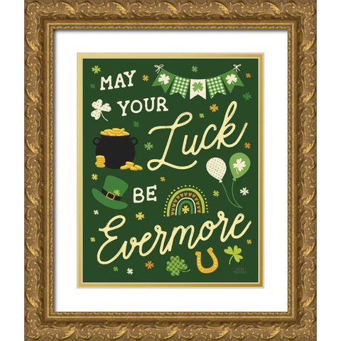 Shamrock Wishes III Gold Ornate Wood Framed Art Print with Double Matting by Marshall, Laura