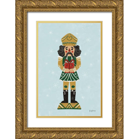 Holiday Cheer Nutcrackers II Gold Ornate Wood Framed Art Print with Double Matting by Thorns, Becky