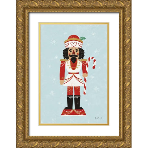 Holiday Cheer Nutcrackers III Gold Ornate Wood Framed Art Print with Double Matting by Thorns, Becky