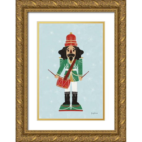 Holiday Cheer Nutcrackers IV Gold Ornate Wood Framed Art Print with Double Matting by Thorns, Becky