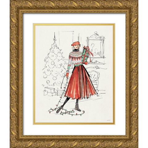 Holiday Fashionistas II Gold Ornate Wood Framed Art Print with Double Matting by Tavoletti, Anne