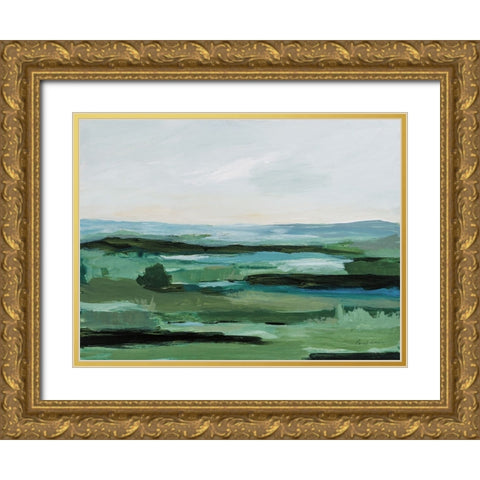 Resplendent Green Gold Ornate Wood Framed Art Print with Double Matting by Munger, Pamela