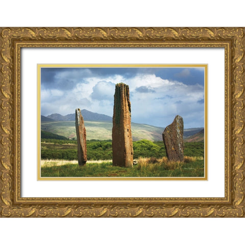 Machrie Moor Standing Stones Gold Ornate Wood Framed Art Print with Double Matting by Majchrowicz, Alan
