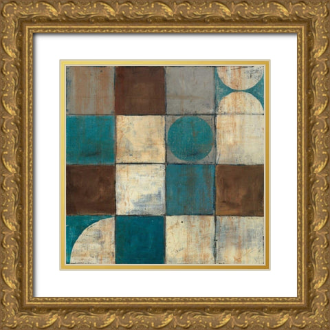 Tango Detail II - Blue Brown Gold Ornate Wood Framed Art Print with Double Matting by Schick, Mike