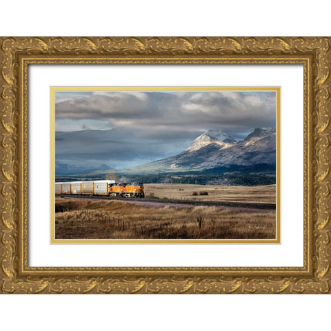 Train III Gold Ornate Wood Framed Art Print with Double Matting by Majchrowicz, Alan