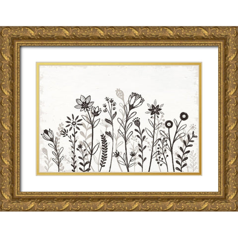 Our Nest IX Florals Gold Ornate Wood Framed Art Print with Double Matting by Penner, Janelle