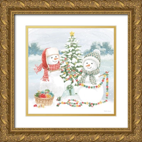 Snow Day II Gold Ornate Wood Framed Art Print with Double Matting by Grove, Beth