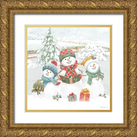 Snow Day III Gold Ornate Wood Framed Art Print with Double Matting by Grove, Beth