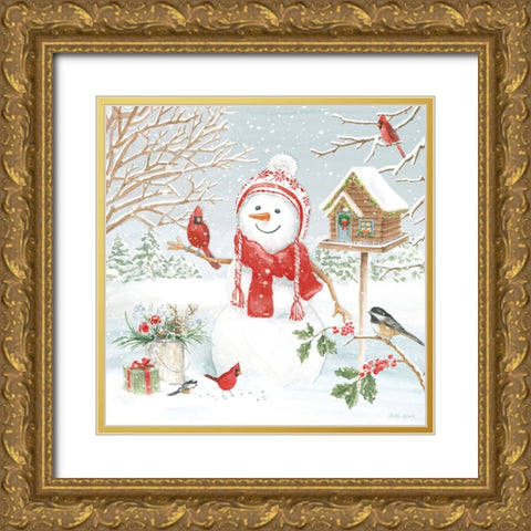 Snow Day V Gold Ornate Wood Framed Art Print with Double Matting by Grove, Beth
