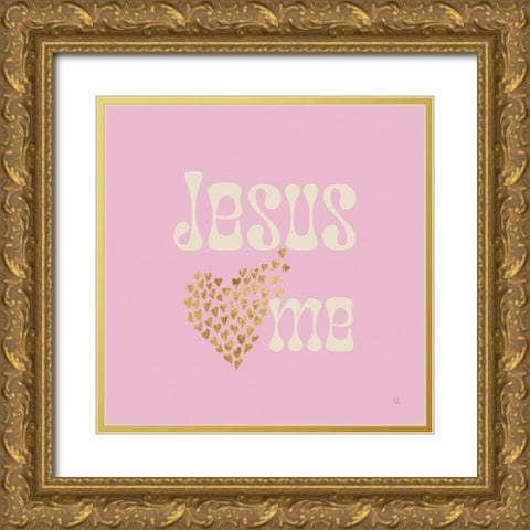 Jesus Loves Me Gold Ornate Wood Framed Art Print with Double Matting by Adams, Sarah