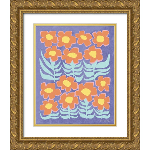 Flower Power III Dark Pastel Gold Ornate Wood Framed Art Print with Double Matting by Gallagher, Megan