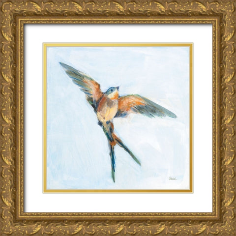 Barn Swallow Flight I Gold Ornate Wood Framed Art Print with Double Matting by Schlabach, Sue