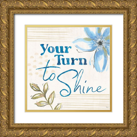 Indigo Tones V Gold Ornate Wood Framed Art Print with Double Matting by Charron, Veronique