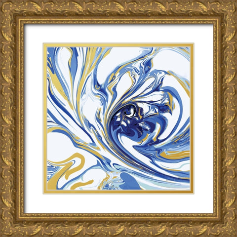 Psychedelic Blue I Gold Ornate Wood Framed Art Print with Double Matting by Nai, Danhui