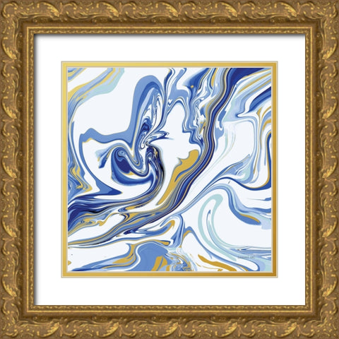 Psychedelic Blue II Gold Ornate Wood Framed Art Print with Double Matting by Nai, Danhui