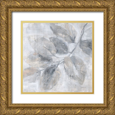 Soft Leaves II Gold Ornate Wood Framed Art Print with Double Matting by Nai, Danhui