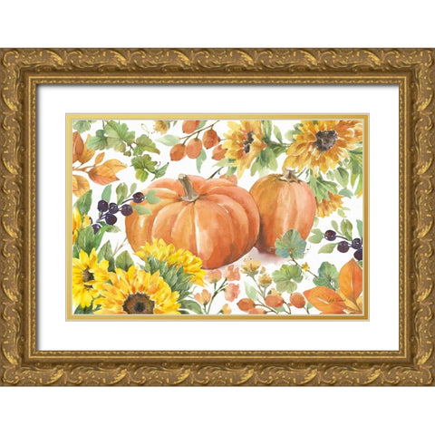 Autumn Breeze III Gold Ornate Wood Framed Art Print with Double Matting by Trimbach, Leslie