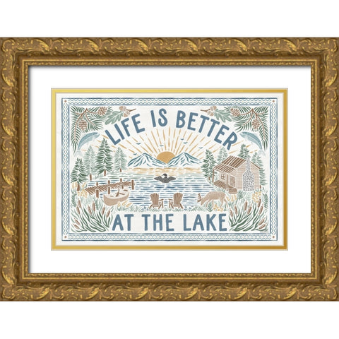 Lakeside Days I Gold Ornate Wood Framed Art Print with Double Matting by Marshall, Laura