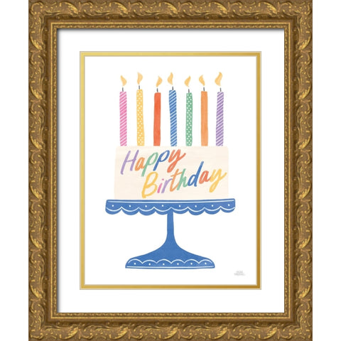 Birthday Wishes VI Gold Ornate Wood Framed Art Print with Double Matting by Marshall, Laura