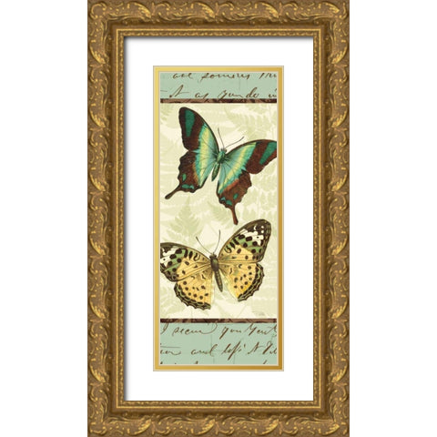 Butterfly Patchwork I Gold Ornate Wood Framed Art Print with Double Matting by Pela Studio